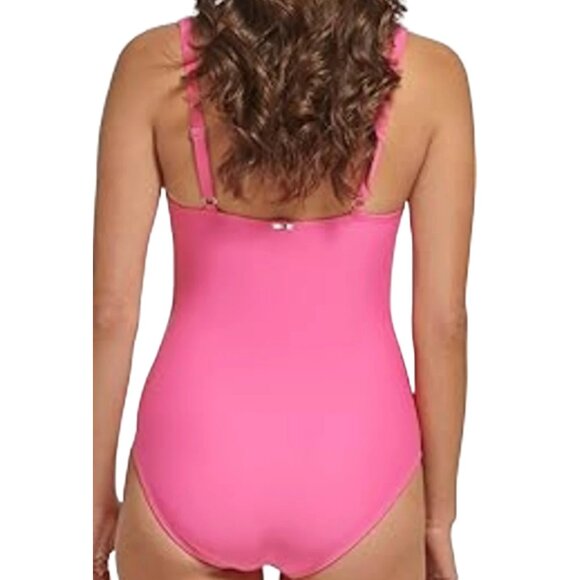 BLEMISH Tommy Hilfiger Women's O-Ring V Neck One Piece Swimsuit Size 8 $100 O274 - Picture 2 of 3